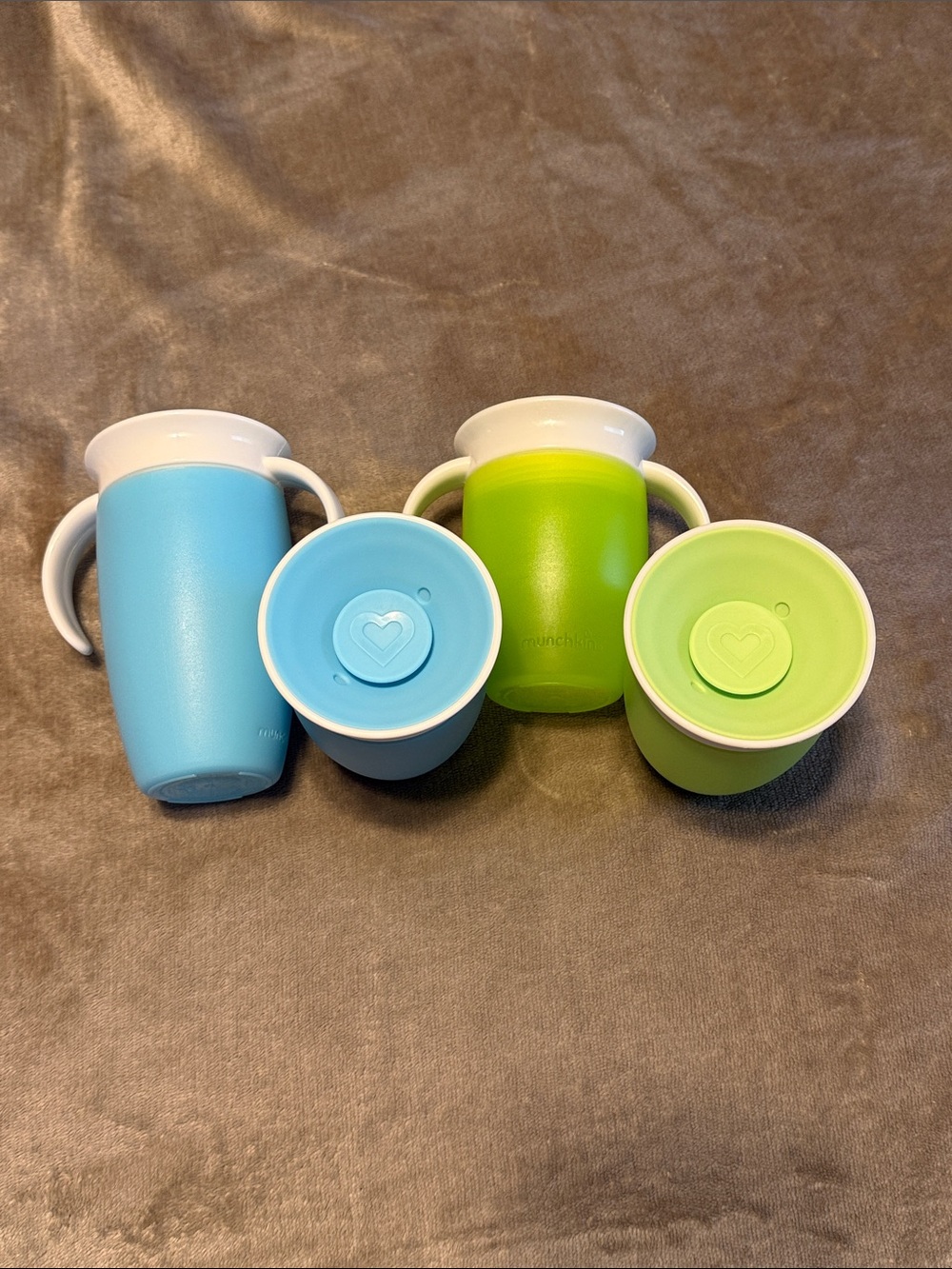 Munchkin Blue and Lime Soft-Touch Toddler Cups with Handles - Set of 4
